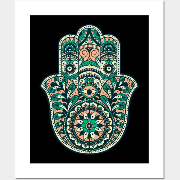 ORNAMENTAL HAMSA HAND abstract gift Wall Art by Midoart